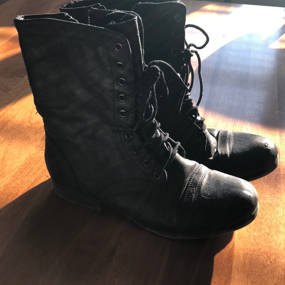 Black Zip Up Combat Boots